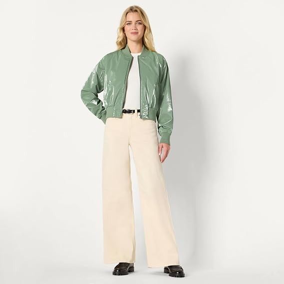 Green Shiny Bomber Jacket image 2